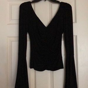 Free people black bell sleeve top
